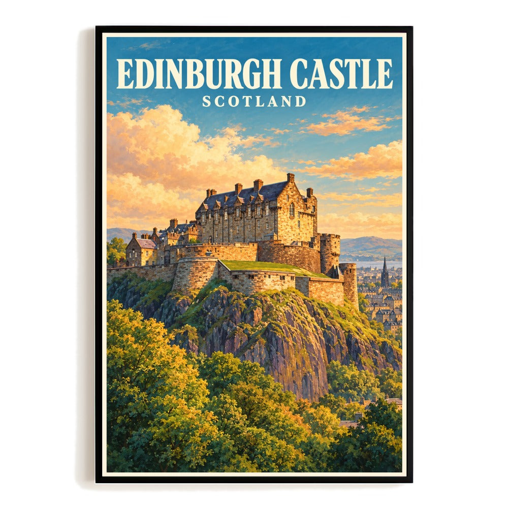 Edinburgh Castle Scotland Travel Souvenir Poster Vintage Highland Landmark Wall Art Print Historic Scottish Architecture Decor For Home Living Room Bedroom Unframed | teecentury