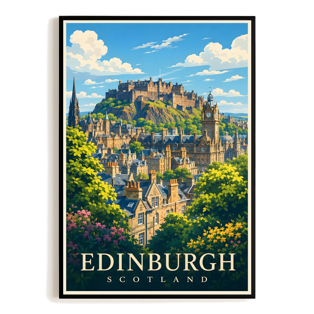 Edinburgh Scotland Vintage Travel Poster Scottish City Cityscape Wall Art Decor Landscape Print Painting Picture For Home Living Room Office Bedroom Decor Unframed | teecentury