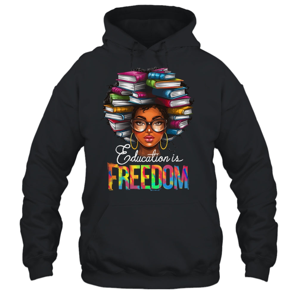 Education Is Freedom Black Teacher Books Black History Month Shirt & Tank Top | teecentury