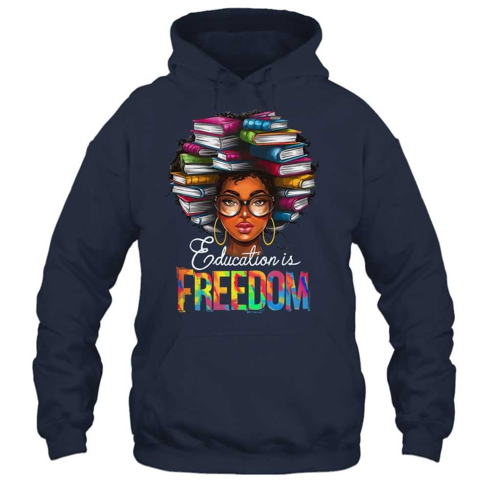 Education Is Freedom Black Teacher Books Black History Month Shirt & Tank Top | teecentury