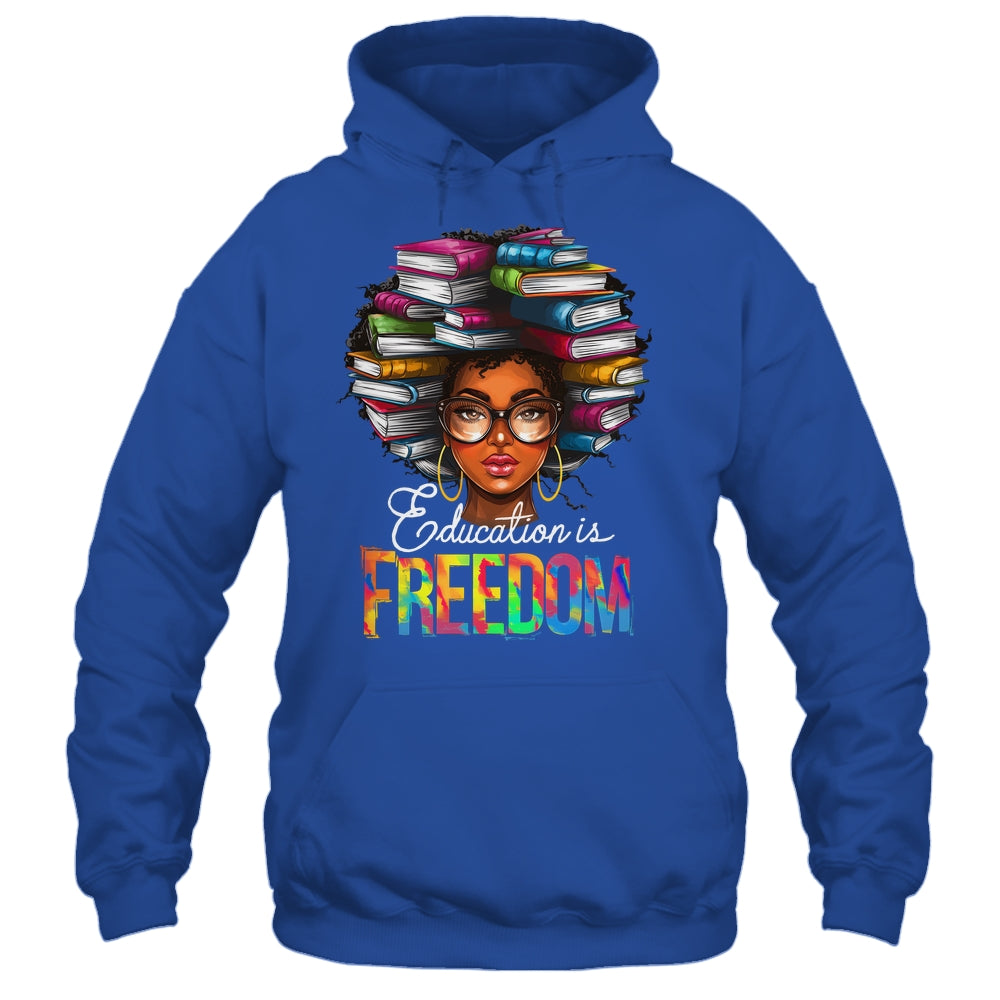 Education Is Freedom Black Teacher Books Black History Month Shirt & Tank Top | teecentury