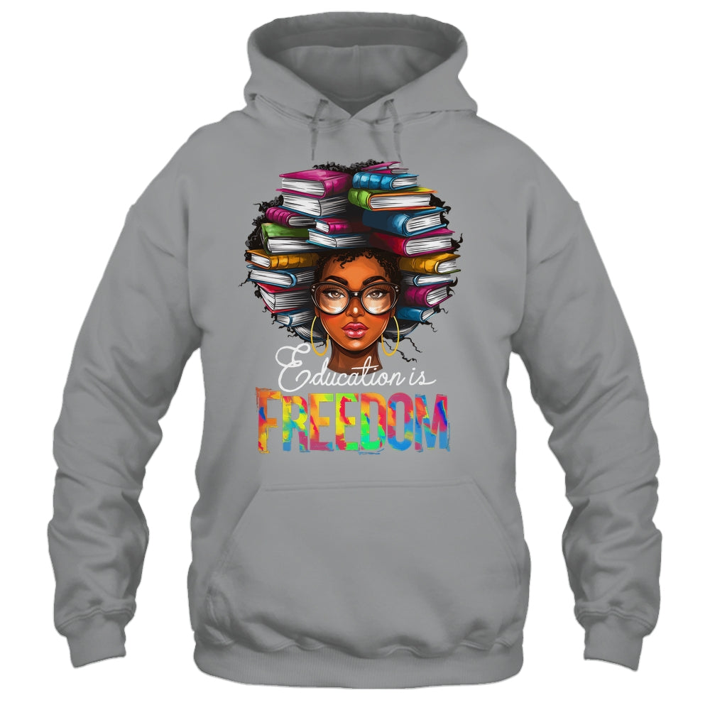 Education Is Freedom Black Teacher Books Black History Month Shirt & Tank Top | teecentury