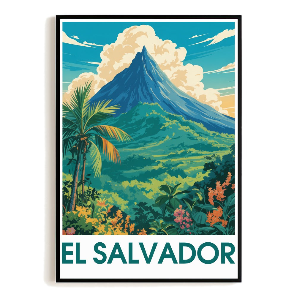 El Salvador Vintage Travel Poster Tropical Volcano Landscape Souvenir Wall Art Print Painting Picture Ideal For Home Office Living Room Bedroom Decor Unframed | teecentury
