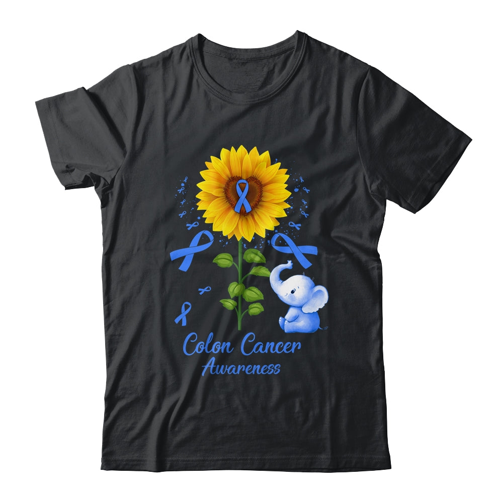 Elephant Blue Ribbon Colon Cancer Awareness Sunflower Shirt & Hoodie | teecentury