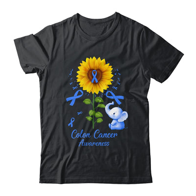 Elephant Blue Ribbon Colon Cancer Awareness Sunflower Shirt & Hoodie | teecentury
