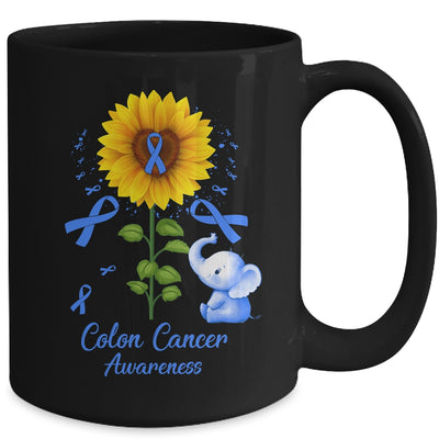 Elephant Blue Ribbon Colon Cancer Awareness Sunflower Mug | teecentury