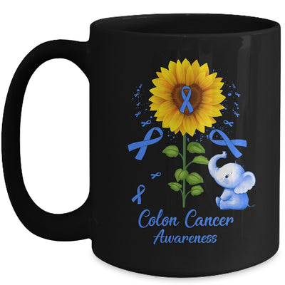 Elephant Blue Ribbon Colon Cancer Awareness Sunflower Mug | teecentury