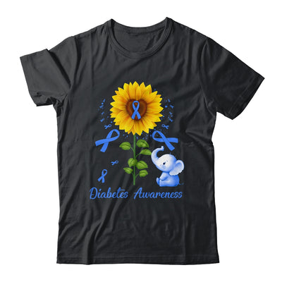 Elephant Blue Ribbon Diabetes Awareness Sunflower Shirt & Hoodie | teecentury