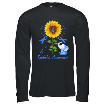 Elephant Blue Ribbon Diabetes Awareness Sunflower Shirt & Hoodie | teecentury