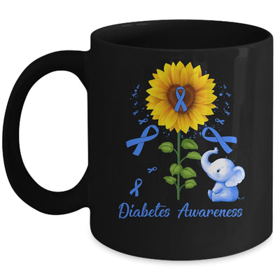 Elephant Blue Ribbon Diabetes Awareness Sunflower Mug | teecentury