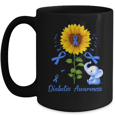 Elephant Blue Ribbon Diabetes Awareness Sunflower Mug | teecentury