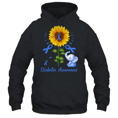 Elephant Blue Ribbon Diabetes Awareness Sunflower Shirt & Hoodie | teecentury