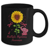Elephant Burgundy Ribbon Multiple Myeloma Awareness Sunflower Mug | teecentury