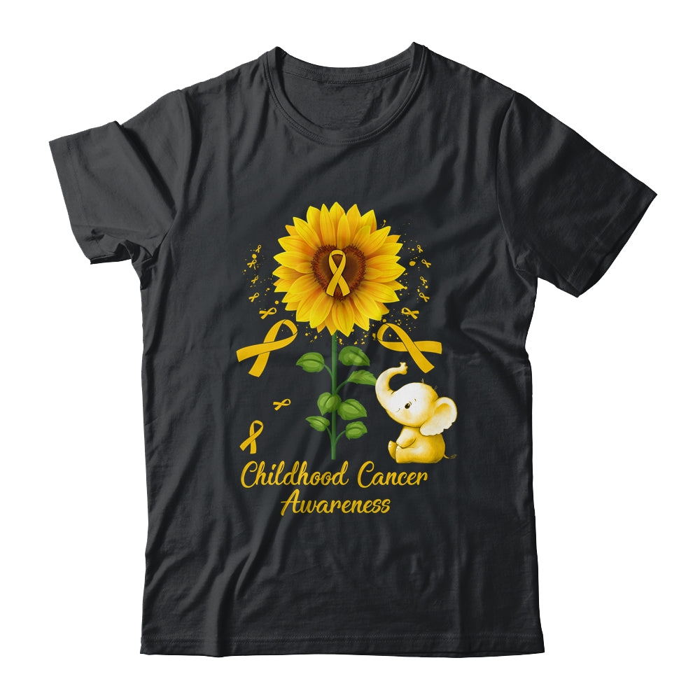 Elephant Gold Ribbon Childhood Cancer Awareness Sunflower Shirt & Hoodie | teecentury