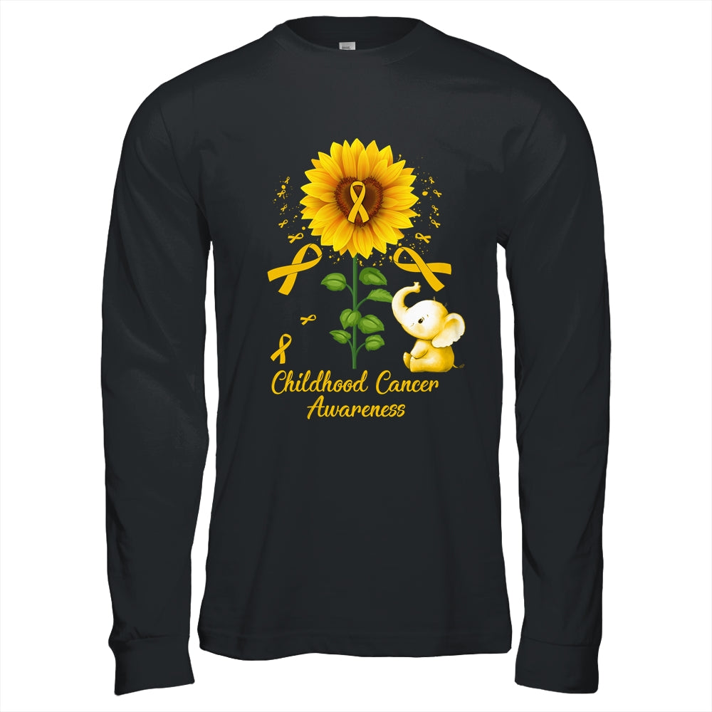 Elephant Gold Ribbon Childhood Cancer Awareness Sunflower Shirt & Hoodie | teecentury