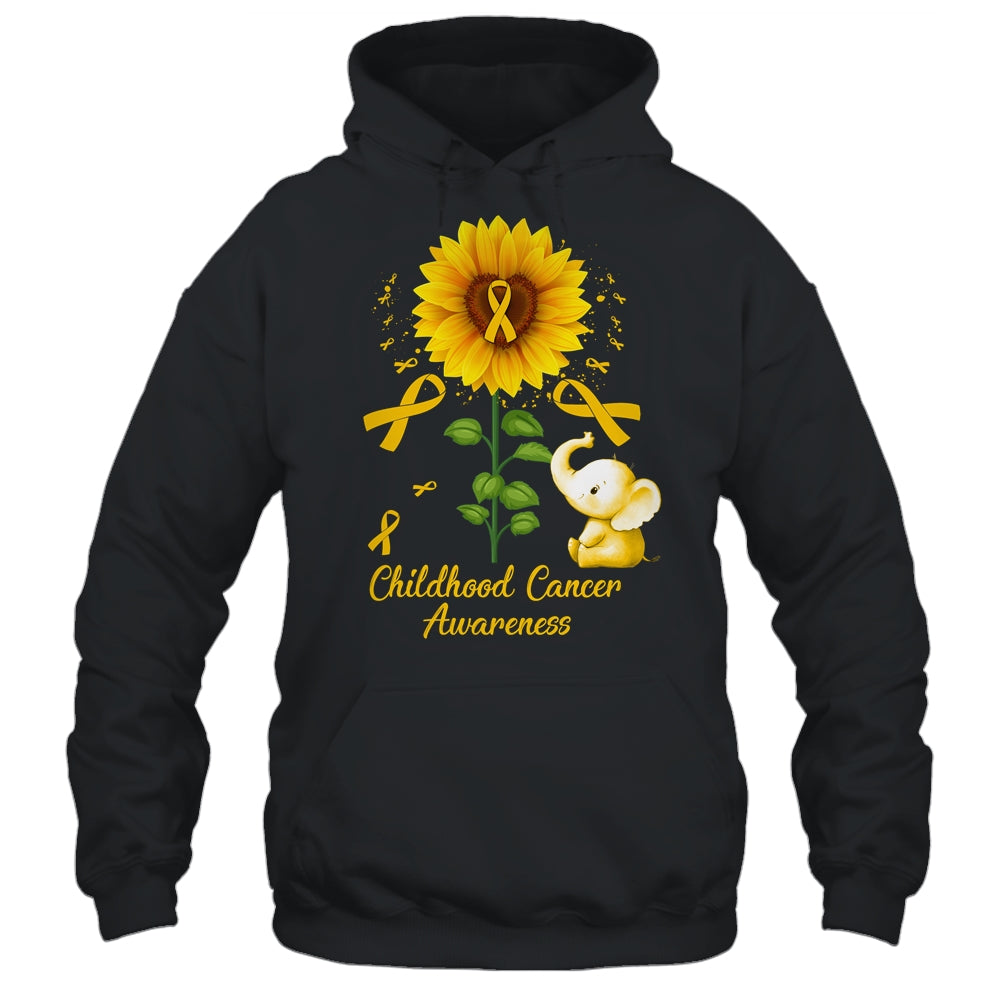 Elephant Gold Ribbon Childhood Cancer Awareness Sunflower Shirt & Hoodie | teecentury