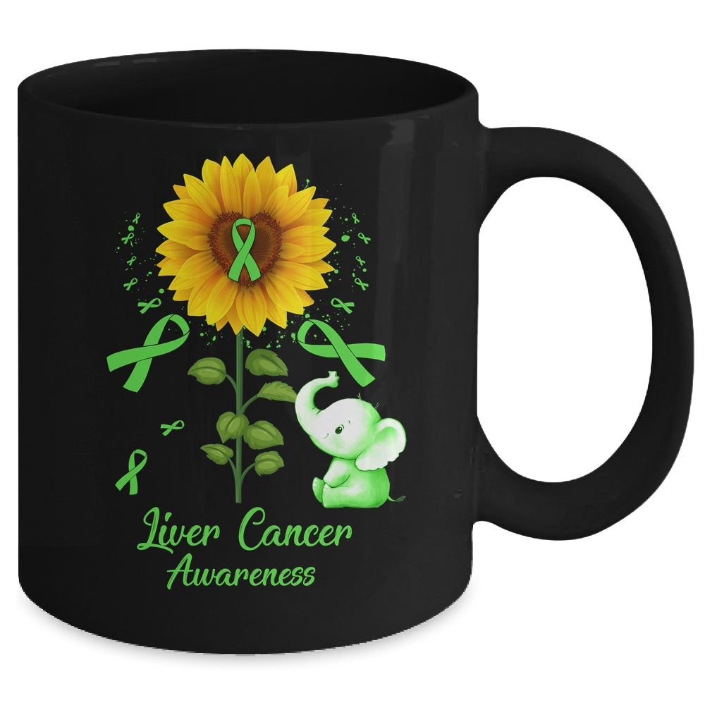 Elephant Green Ribbon Liver Cancer Awareness Sunflower Mug | teecentury
