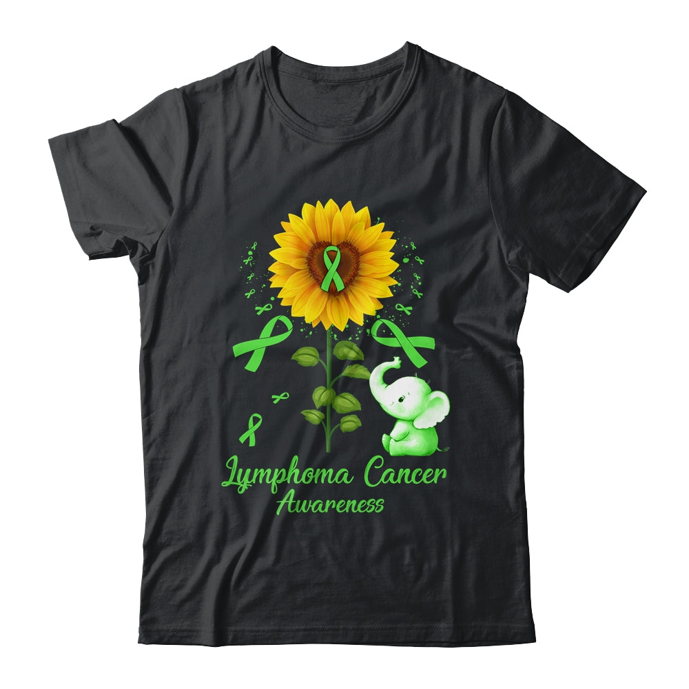 Elephant Green Ribbon Lymphoma Cancer Awareness Sunflower Shirt & Hoodie | teecentury