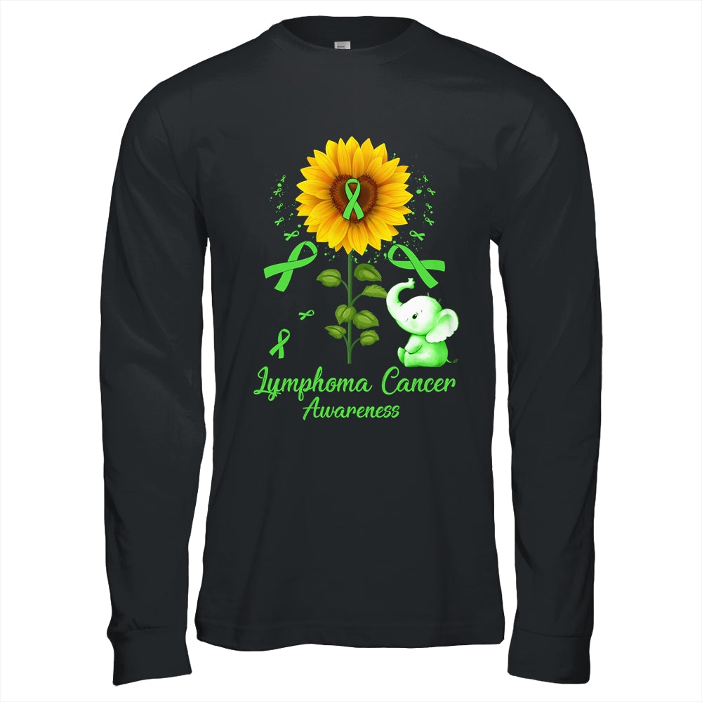 Elephant Green Ribbon Lymphoma Cancer Awareness Sunflower Shirt & Hoodie | teecentury