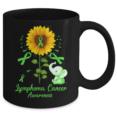 Elephant Green Ribbon Lymphoma Cancer Awareness Sunflower Mug | teecentury