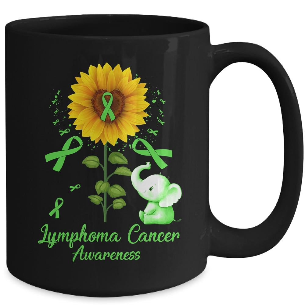 Elephant Green Ribbon Lymphoma Cancer Awareness Sunflower Mug | teecentury