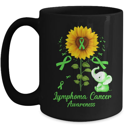 Elephant Green Ribbon Lymphoma Cancer Awareness Sunflower Mug | teecentury