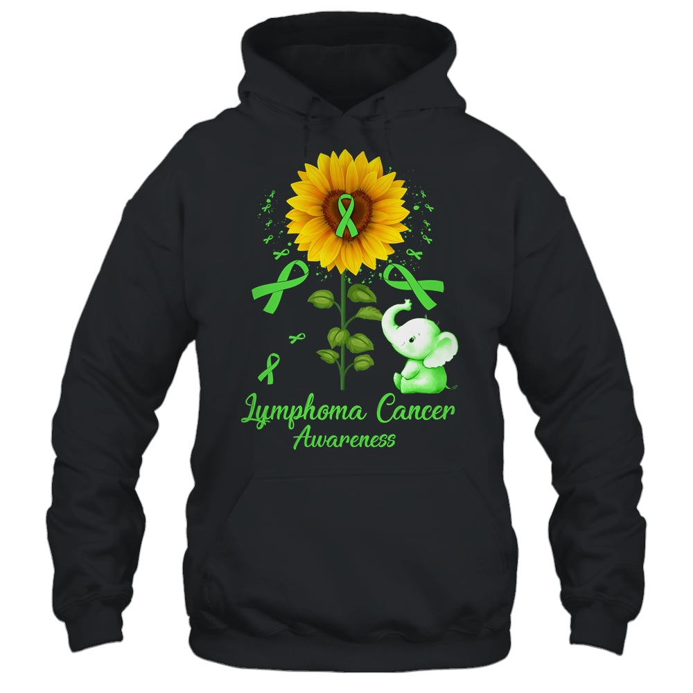 Elephant Green Ribbon Lymphoma Cancer Awareness Sunflower Shirt & Hoodie | teecentury