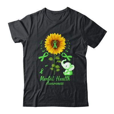Elephant Green Ribbon Mental Health Awareness Sunflower Shirt & Hoodie | teecentury