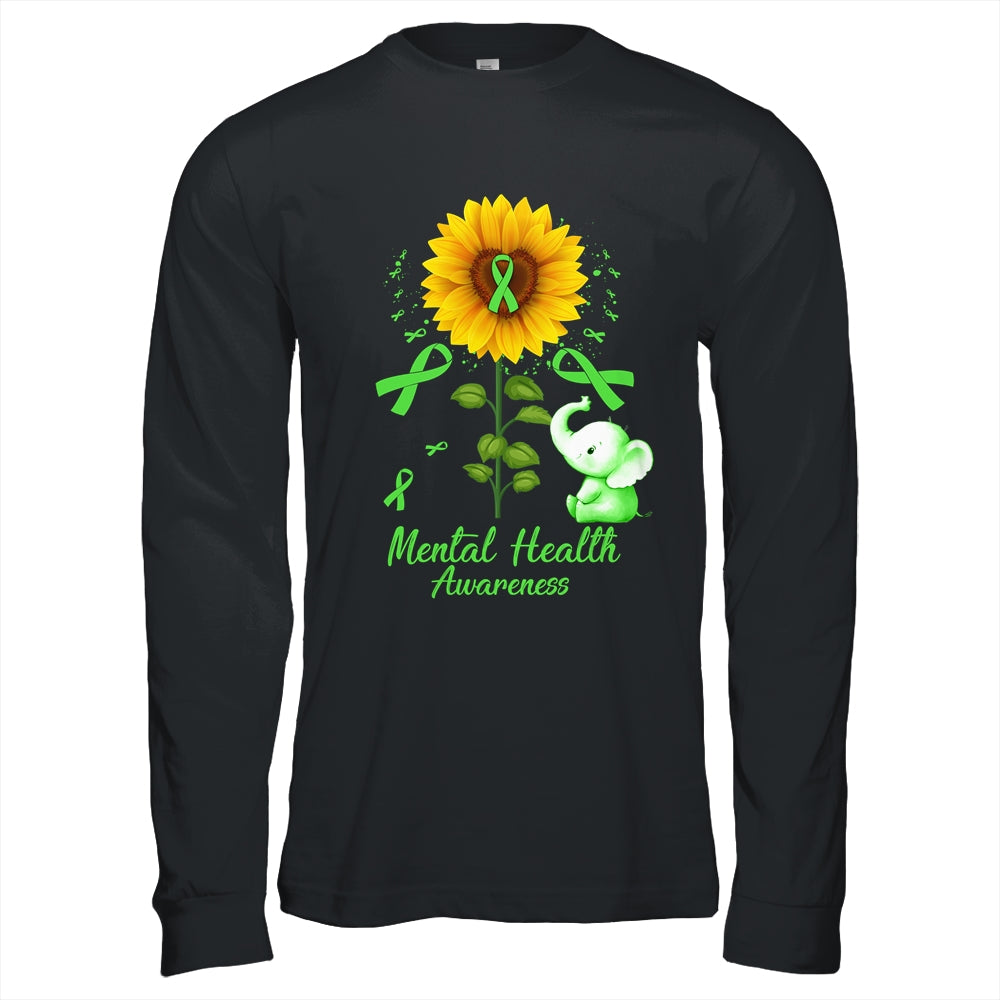 Elephant Green Ribbon Mental Health Awareness Sunflower Shirt & Hoodie | teecentury