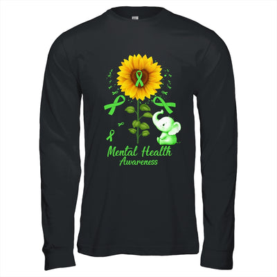 Elephant Green Ribbon Mental Health Awareness Sunflower Shirt & Hoodie | teecentury