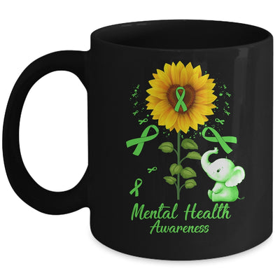 Elephant Green Ribbon Mental Health Awareness Sunflower Mug | teecentury