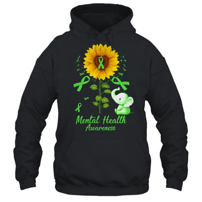 Elephant Green Ribbon Mental Health Awareness Sunflower Shirt & Hoodie | teecentury