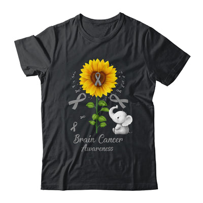 Elephant Grey Ribbon Brain Cancer Awareness Sunflower Shirt & Hoodie | teecentury