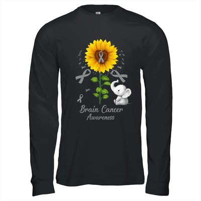 Elephant Grey Ribbon Brain Cancer Awareness Sunflower Shirt & Hoodie | teecentury