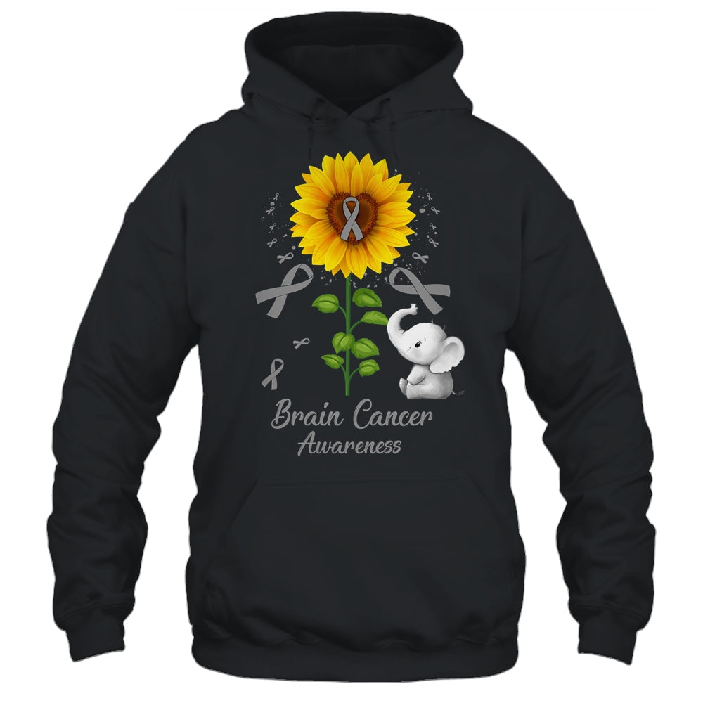 Elephant Grey Ribbon Brain Cancer Awareness Sunflower Shirt & Hoodie | teecentury