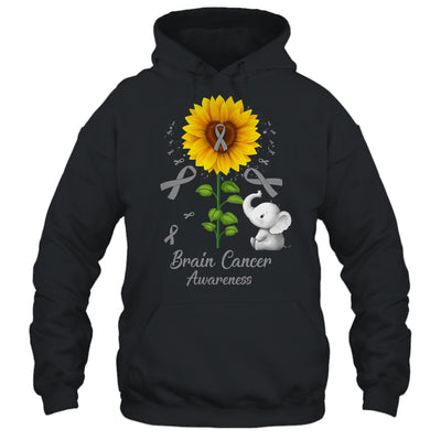 Elephant Grey Ribbon Brain Cancer Awareness Sunflower Shirt & Hoodie | teecentury
