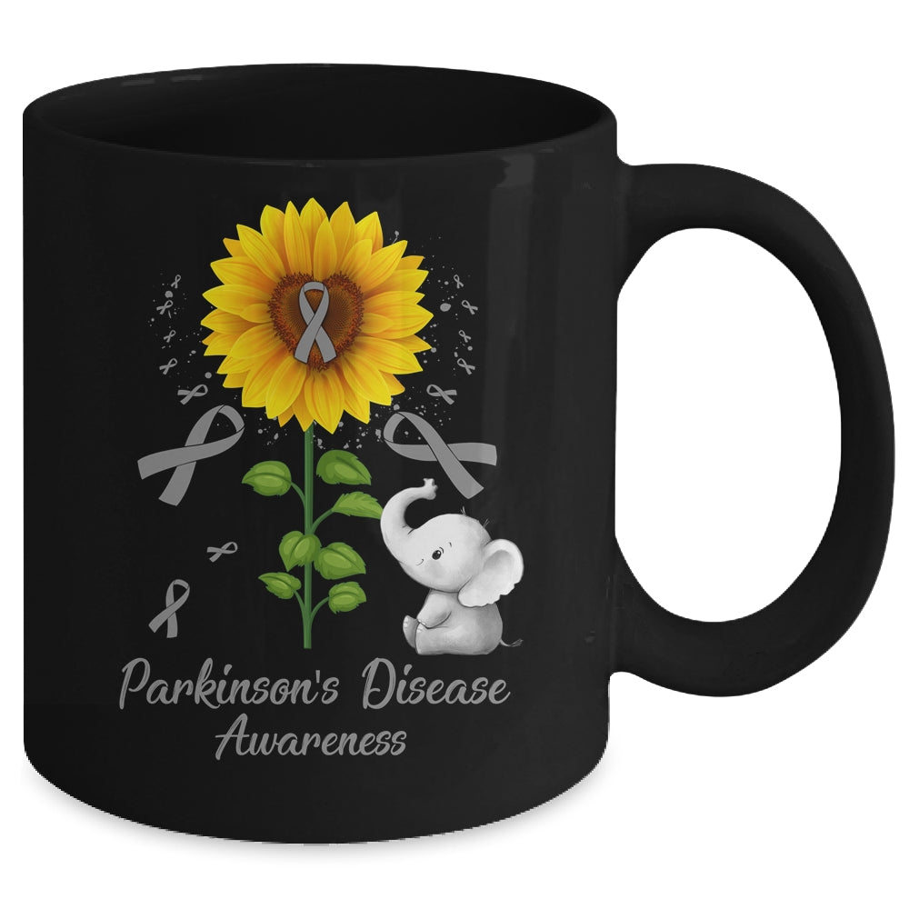 Elephant Grey Ribbon Parkinson's Disease Awareness Sunflower Mug | teecentury