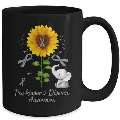 Elephant Grey Ribbon Parkinson's Disease Awareness Sunflower Mug | teecentury