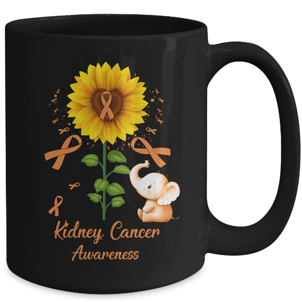 Elephant Orange Ribbon Kidney Cancer Awareness Sunflower Mug | teecentury