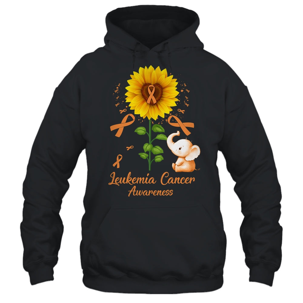 Elephant Orange Ribbon Leukemia Cancer Awareness Sunflower Shirt & Hoodie | teecentury