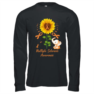 Elephant Orange Ribbon Multiple Sclerosis Awareness Sunflower Shirt & Hoodie | teecentury