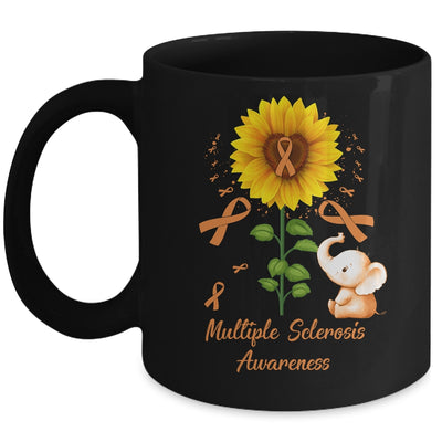 Elephant Orange Ribbon Multiple Sclerosis Awareness Sunflower Mug | teecentury