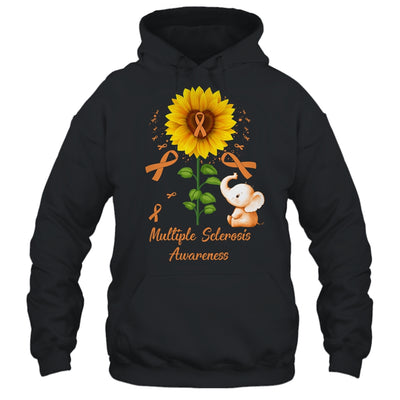 Elephant Orange Ribbon Multiple Sclerosis Awareness Sunflower Shirt & Hoodie | teecentury