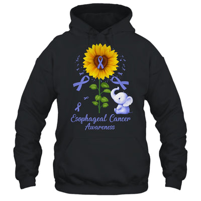 Elephant Periwinkle Ribbon Esophageal Cancer Awareness Sunflower Shirt & Hoodie | teecentury