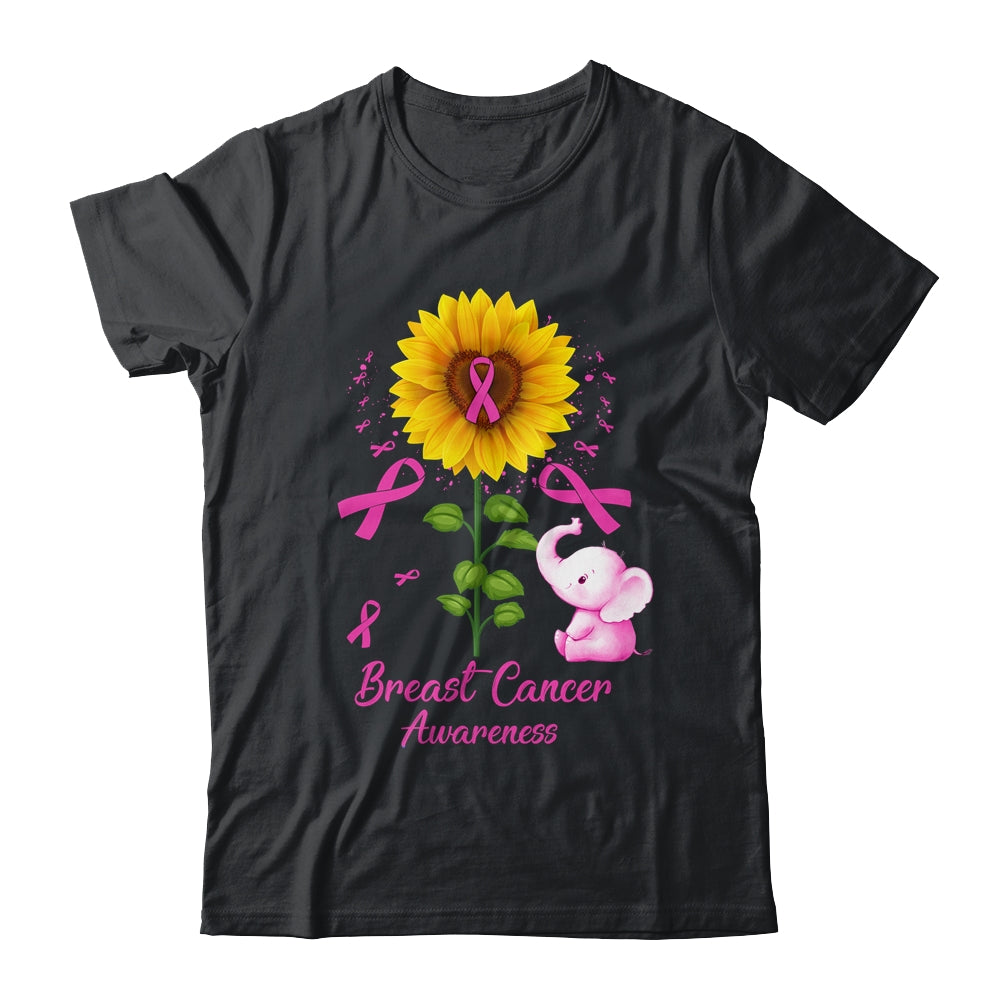 Elephant Pink Ribbon Breast Cancer Awareness Sunflower Shirt & Hoodie | teecentury