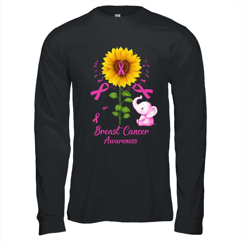 Elephant Pink Ribbon Breast Cancer Awareness Sunflower Shirt & Hoodie | teecentury