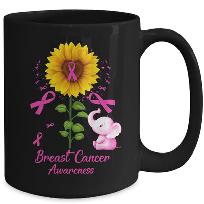 Elephant Pink Ribbon Breast Cancer Awareness Sunflower Mug | teecentury