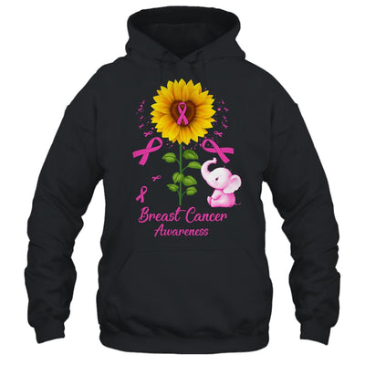 Elephant Pink Ribbon Breast Cancer Awareness Sunflower Shirt & Hoodie | teecentury
