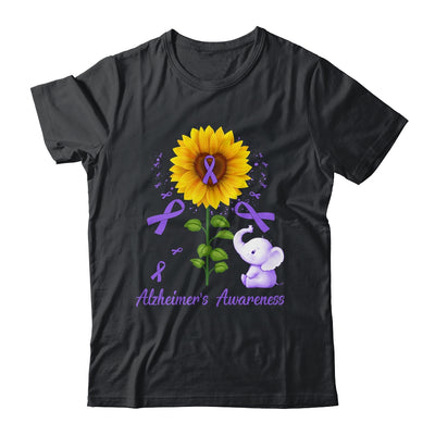 Elephant Purple Ribbon Alzheimer's Awareness Sunflower Shirt & Hoodie | teecentury