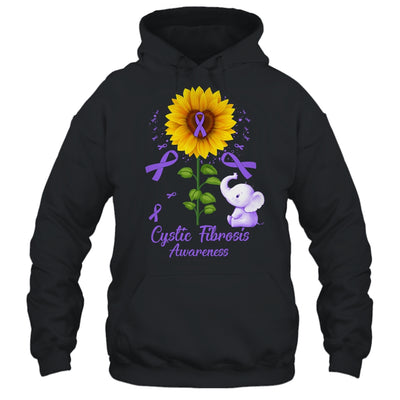 Elephant Purple Ribbon Cystic Fibrosis Awareness Sunflower Shirt & Hoodie | teecentury